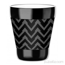 Mugzie 12-Ounce Low Ball Tumbler Drink Cup with Removable Insulated Wetsuit Cover - Black Chevron